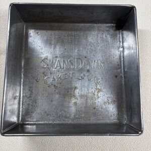 Vintage EKCO 630 Swans Down Cake Flour Square Baking Pan Metal Tin 8 Inch
